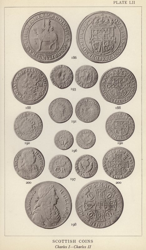 Scottish Coins, Charles I, Charles II (s/hv-bilde) av English Photographer