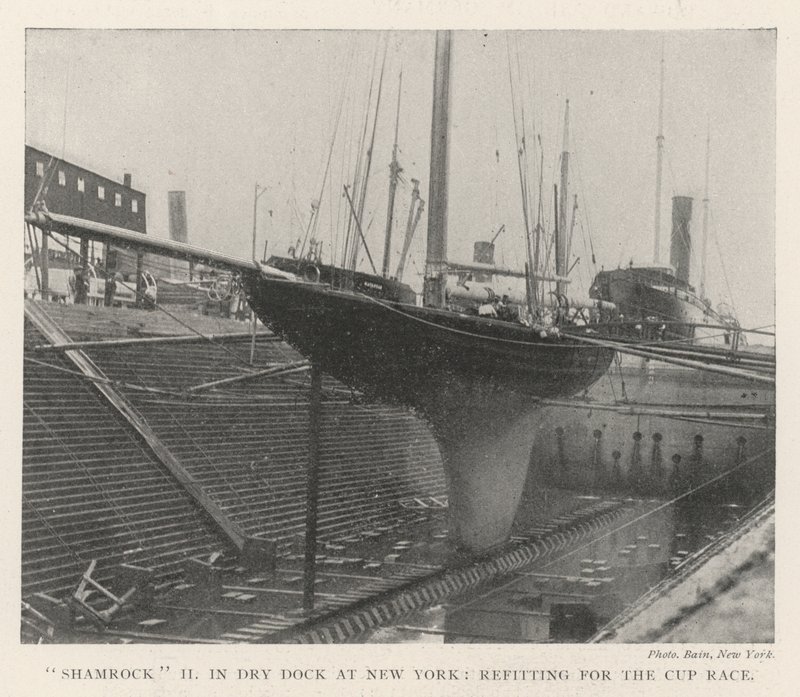 Shamrock II i Dry Dock i New York, på nytt for Cup Race av English Photographer