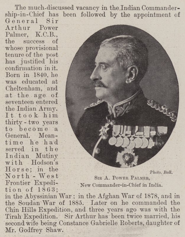 Sir A Power Palmer, ny øverstkommanderende i India av English Photographer