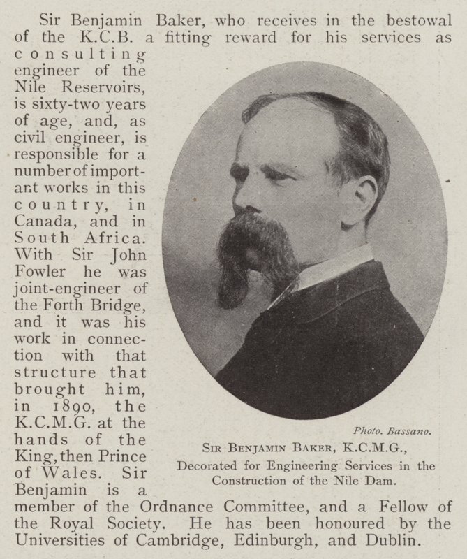 Sir Benjamin Baker, KCMG, dekorert for ingeniørtjenester i byggingen av Niledammen av English Photographer
