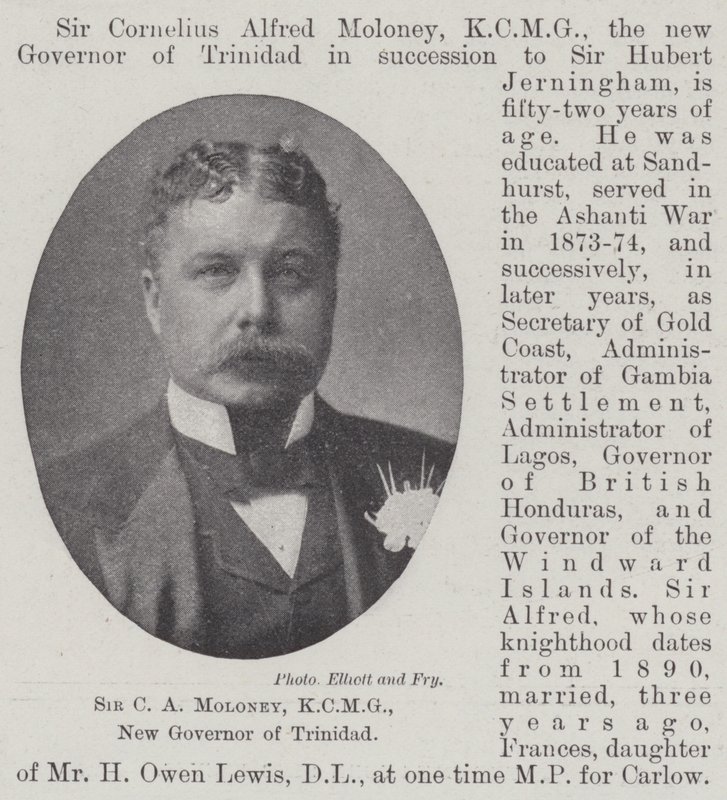 Sir CA Moloney, KCMG, ny guvernør i Trinidad av English Photographer