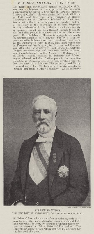 Sir Edmund Monson, den nye britiske ambassadøren i Den franske republikk av English Photographer