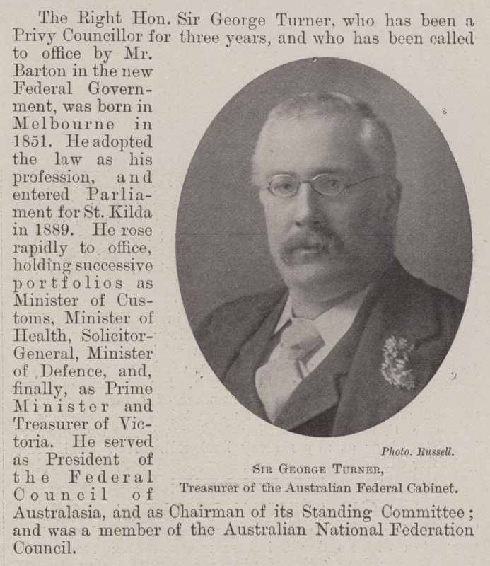 Sir George Turner, kasserer i det australske føderale kabinettet av English Photographer