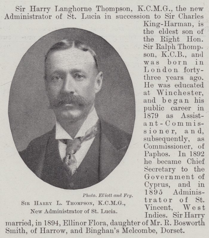 Sir Harry L Thompson, KCMG, ny administrator av St Lucia av English Photographer