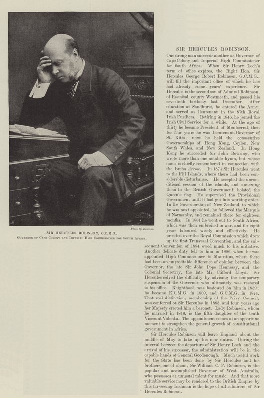 Sir Hercules Robinson, GCMG, guvernør i Cape Colony og keiserlig høykommissær for Sør-Afrika av English Photographer