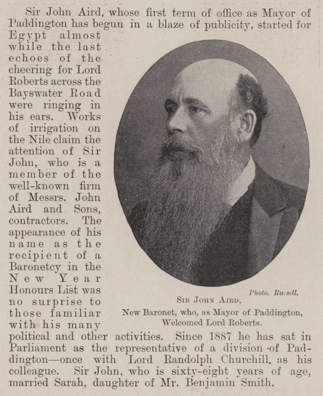 Sir John Aird, New Baronet, som, som ordfører i Paddington, ønsket Lord Roberts velkommen av English Photographer