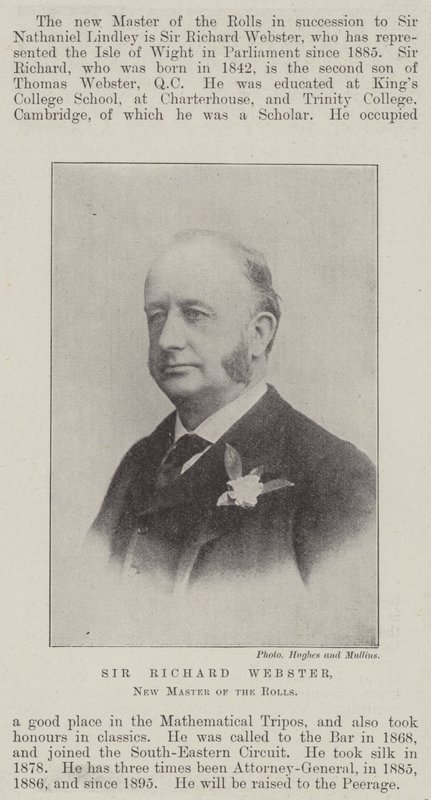 Sir Richard Webster, New Master of the Rolls av English Photographer