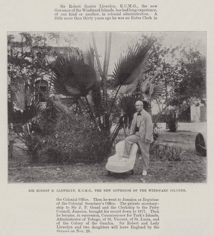 Sir Robert B Llewelyn, KCMG, den nye guvernøren på Windwardøyene av English Photographer