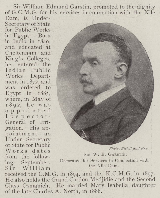 Sir W E Garstin, dekorert for tjenester i forbindelse med Niledammen av English Photographer