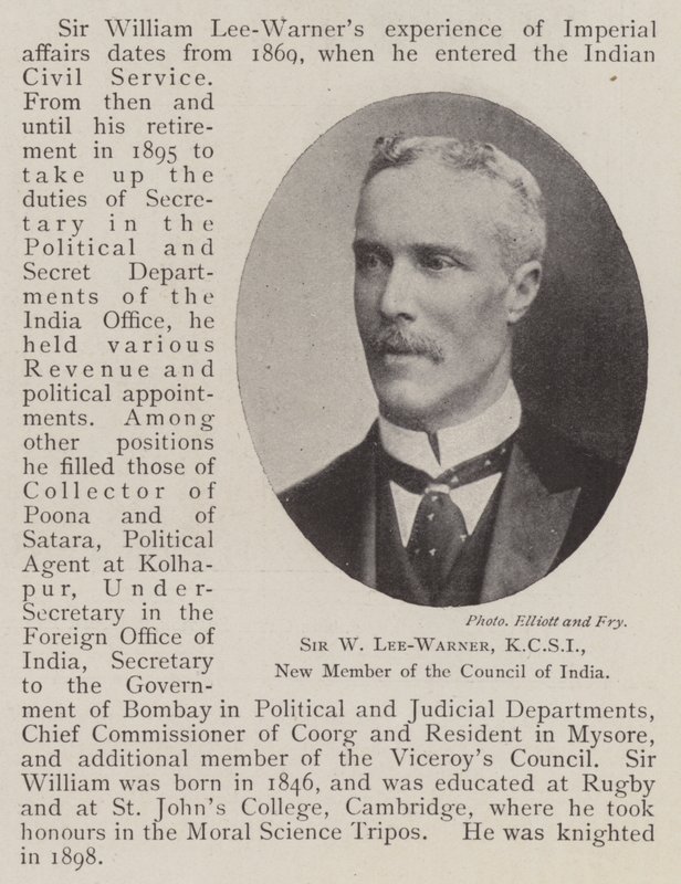 Sir W Lee-Warner, KCSI, nytt medlem av Council of India av English Photographer