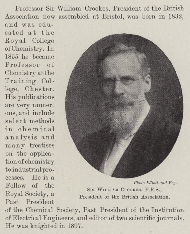 Sir William Crookes, FRS, president i British Association av English Photographer