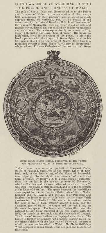 South Wales Silver Shield, presentert for prinsen og prinsessen av Wales på deres sølvbryllup av English Photographer