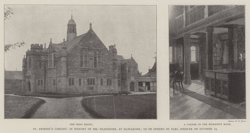 St Deiniols Library, til minne om Mr Gladstone, i Hawarden, åpnes av Earl Spencer 14. oktober av English Photographer