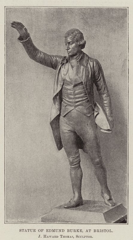 Statue av Edmund Burke, i Bristol, J Haward Thomas, skulptør av English Photographer
