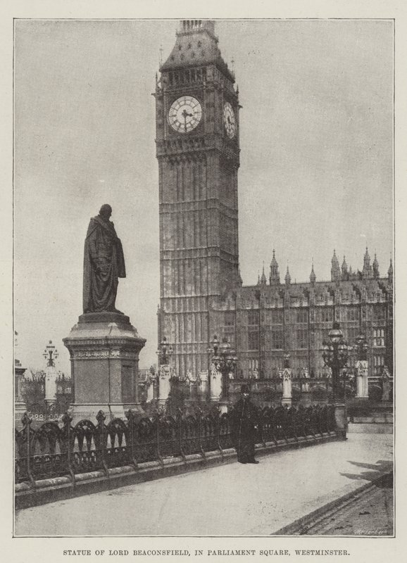 Statue av Lord Beaconsfield, på Parliament Square, Westminster av English Photographer