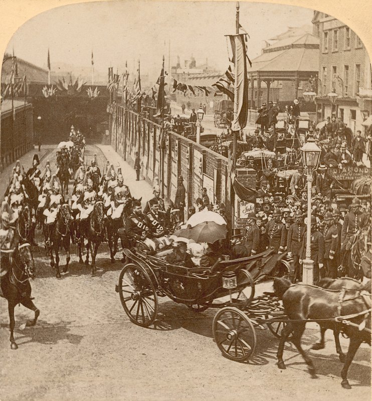 Stereografisk trykk av Queen Victorias Diamond Jubilee av English Photographer