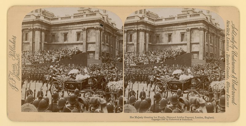 Stereografisk trykk av Queen Victorias Diamond Jubilee av English Photographer