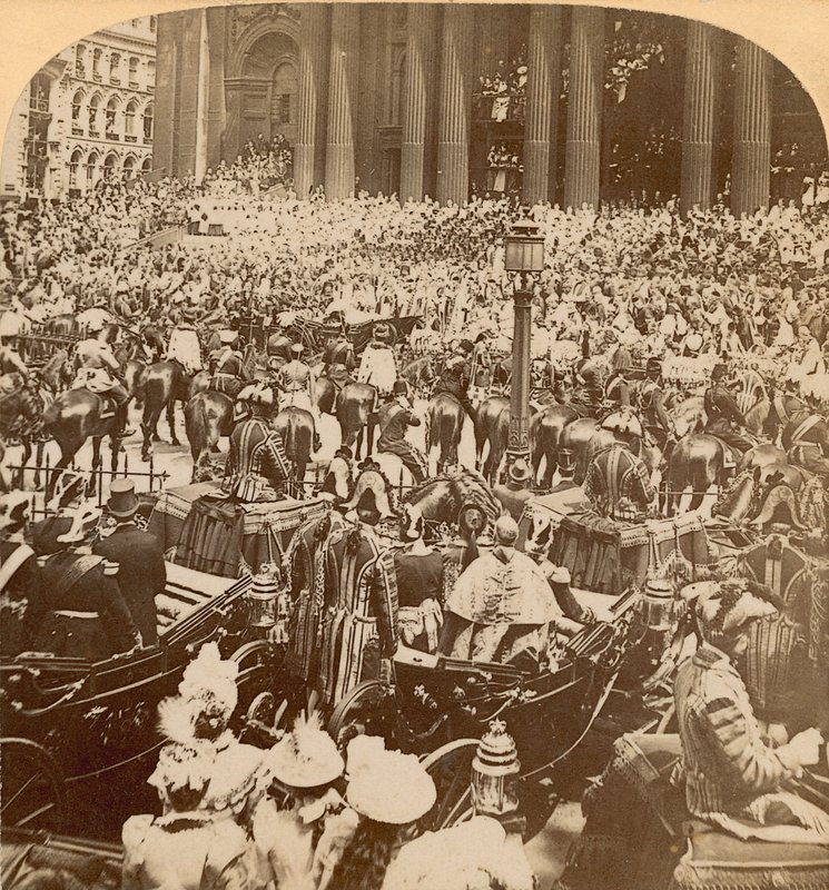 Stereografisk trykk av Queen Victorias Diamond Jubilee av English Photographer