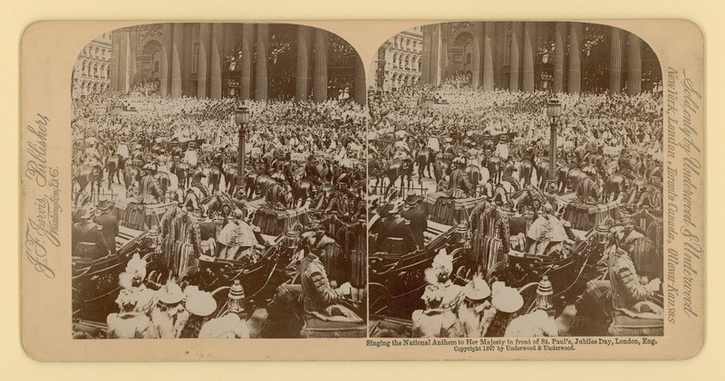Stereografisk trykk av Queen Victorias Diamond Jubilee av English Photographer