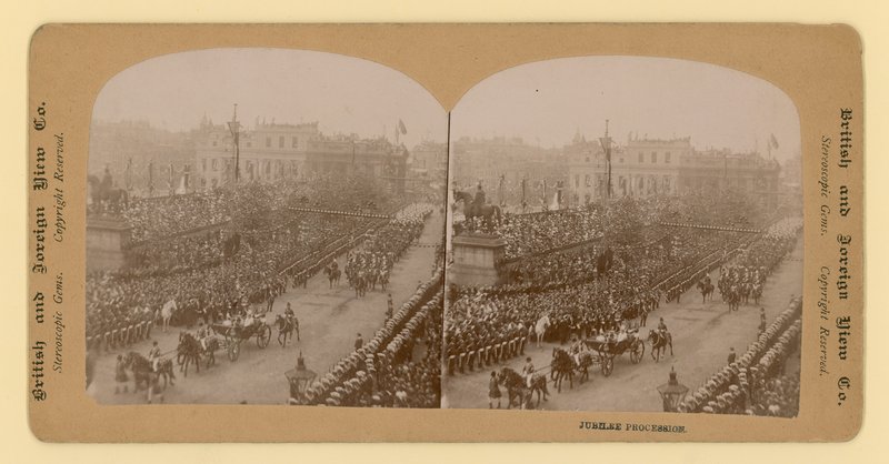 Stereografisk trykk av Queen Victorias Diamond Jubilee av English Photographer