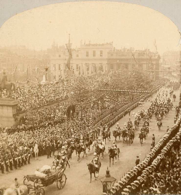 Stereografisk trykk av Queen Victorias Diamond Jubilee av English Photographer