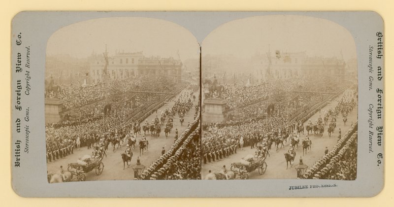Stereografisk trykk av Queen Victorias Diamond Jubilee av English Photographer