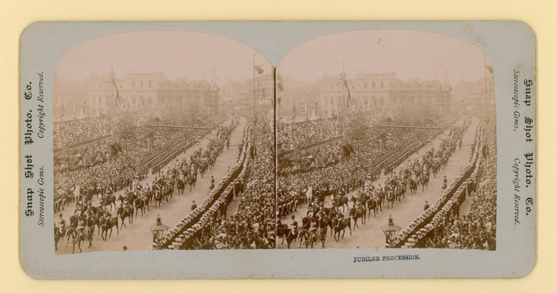Stereoskopisk trykk av dronning Victorias diamantjubileum, 28. juni 1897 av English Photographer