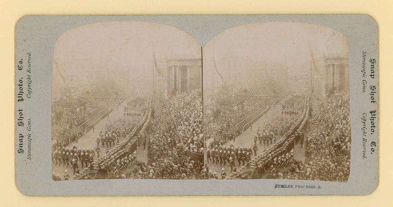 Stereoskopisk trykk av dronning Victorias diamantjubileum, 28. juni 1897 av English Photographer