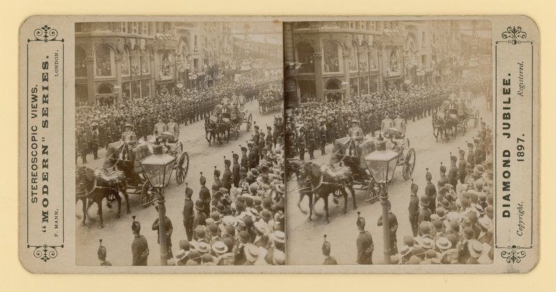 Stereoskopisk trykk av dronning Victorias diamantjubileum, 28. juni 1897 av English Photographer