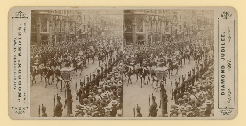 Stereoskopisk trykk av dronning Victorias diamantjubileum, 28. juni 1897 av English Photographer