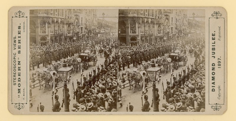 Stereoskopisk trykk av dronning Victorias diamantjubileum, 28. juni 1897 av English Photographer