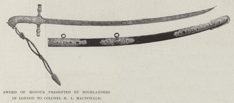 Æressverdet presentert av Highlanders i London til oberst HA MacDonald av English Photographer