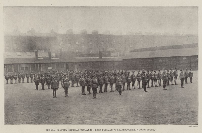 The 67th Company Imperial Yeomanry, Lord Dunravens Sharpshooters, går sørover av English Photographer
