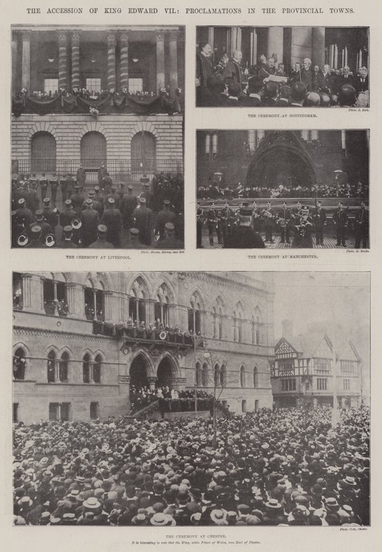 Tiltredelsen av kong Edward VII, proklamasjoner i provinsbyene av English Photographer