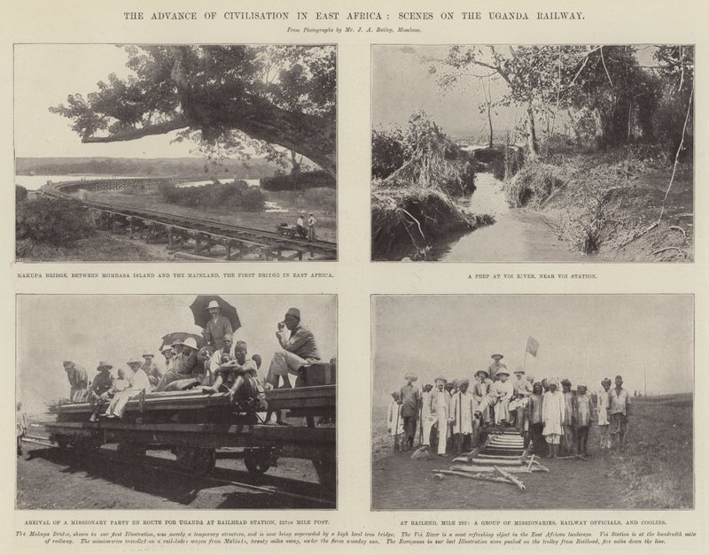 Sivilisasjonens fremmarsj i Øst-Afrika, scener på Uganda Railway av English Photographer