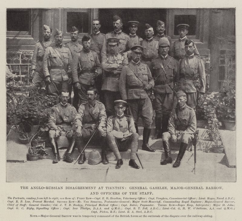 Den anglo-russiske uenigheten ved Tientsin, general Gaselee, generalmajor Barrow og stabsoffiserer av English Photographer
