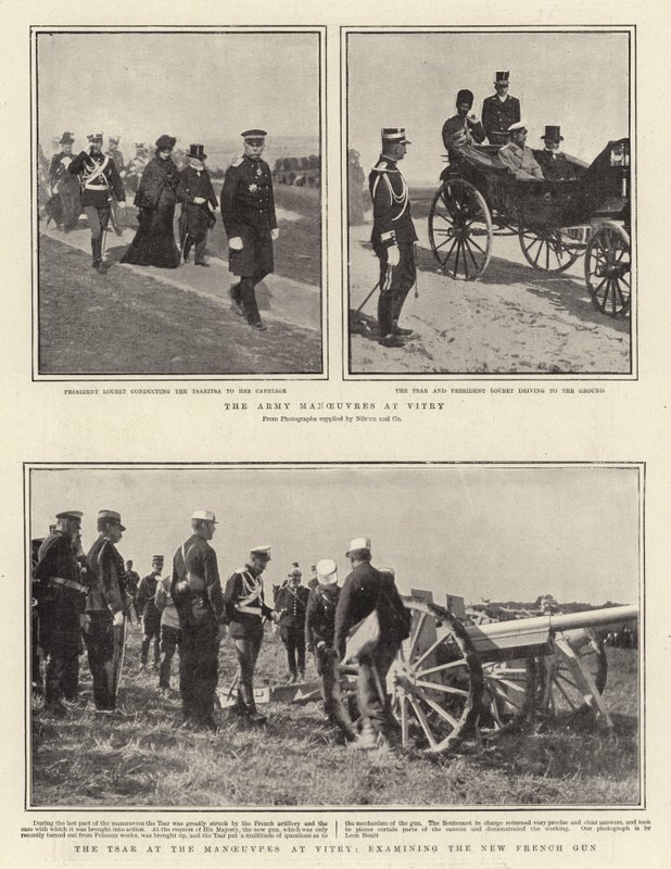 Hærens manøvrer ved Vitry, tsaren ved manøvrene ved Vitry, undersøker den nye franske pistolen av English Photographer