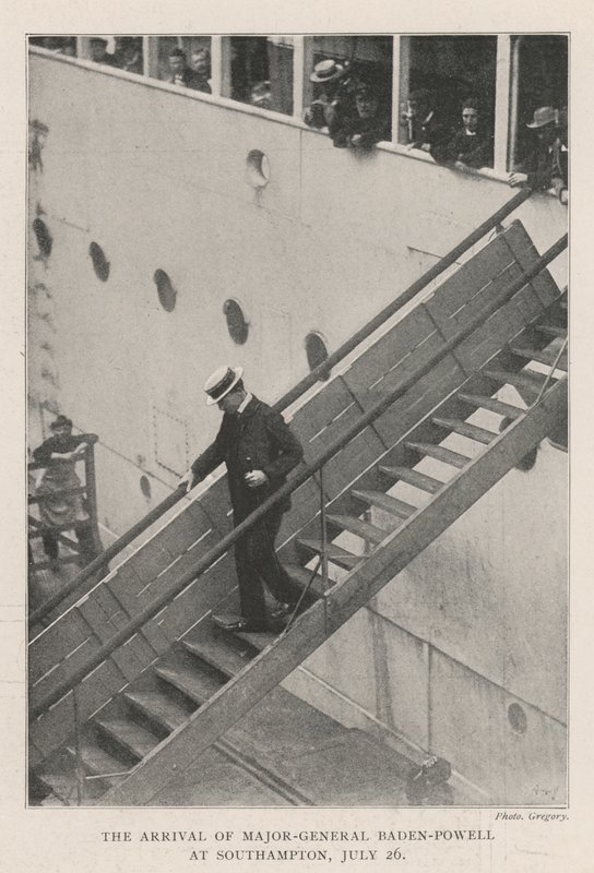 Generalmajor Baden-Powells ankomst til Southampton, 26. juli av English Photographer