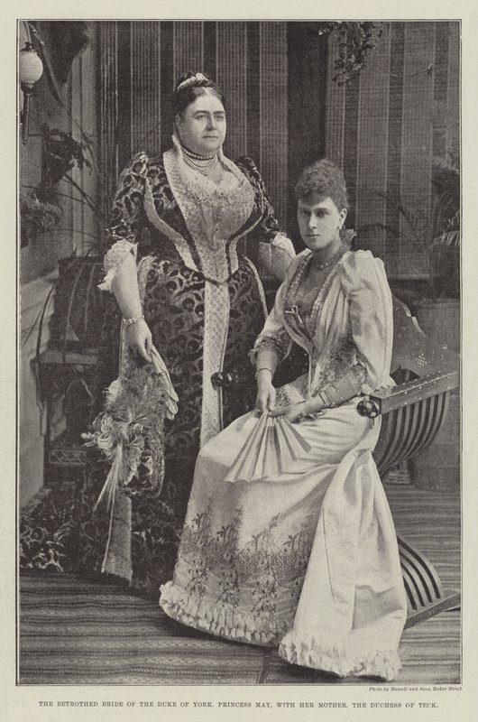 Den forlovede bruden til hertugen av York, prinsesse May, med sin mor, hertuginnen av Teck av English Photographer