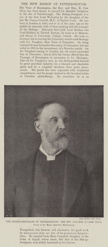 Den utpekte biskopen av Peterborough, pastor og ærede E Carr Glyn, Vicar of St Mary Abbotts, Kensington av English Photographer