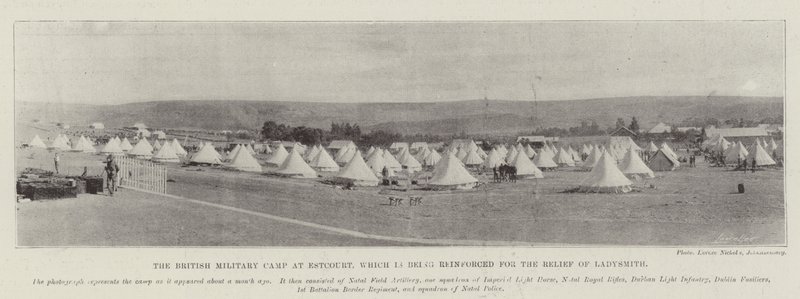 Den britiske militærleiren ved Estcourt, som blir forsterket for hjelpen til Ladysmith av English Photographer