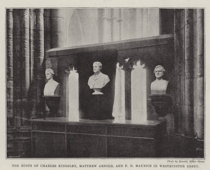 Bystene til Charles Kingsley, Matthew Arnold og FD Maurice i Westminster Abbey av English Photographer