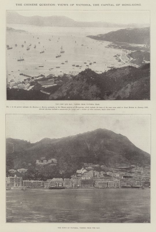 Det kinesiske spørsmålet, utsikt over Victoria, hovedstaden i Hong-Kong av English Photographer