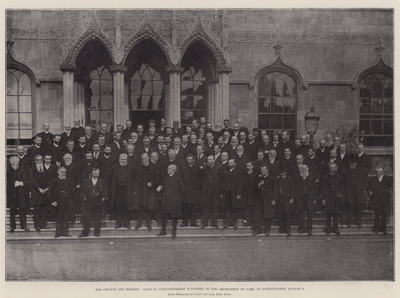 Kirken og dissens, besøk av ikke-konformistiske ministre til erkebiskopen av York på Bishopthorpe, 8. august av English Photographer