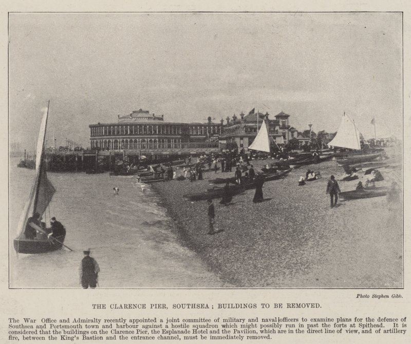 Clarence Pier, Southsea, bygninger som skal fjernes, 2. mai 1896 av English Photographer