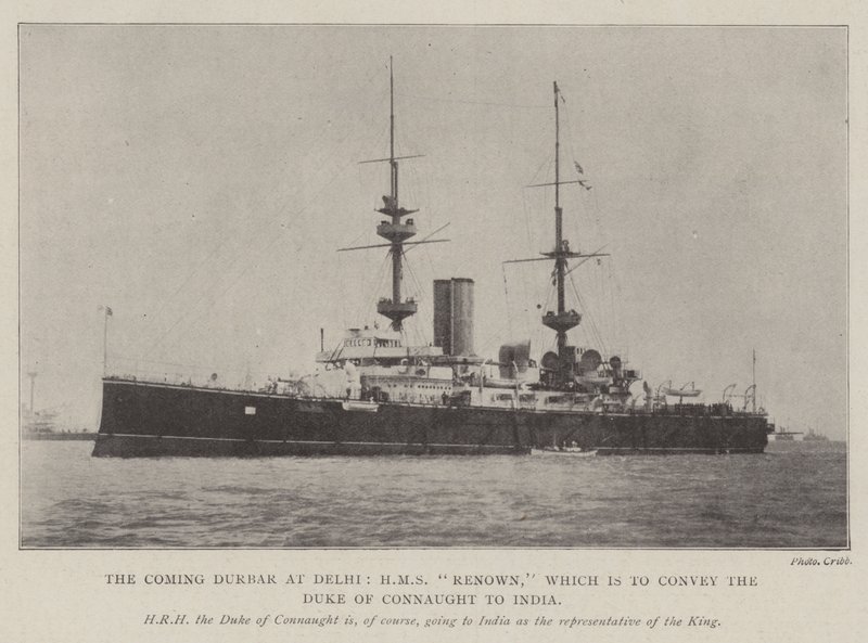 The Coming Durbar i Delhi, HMS Renown, som skal formidle hertugen av Connaught til India av English Photographer