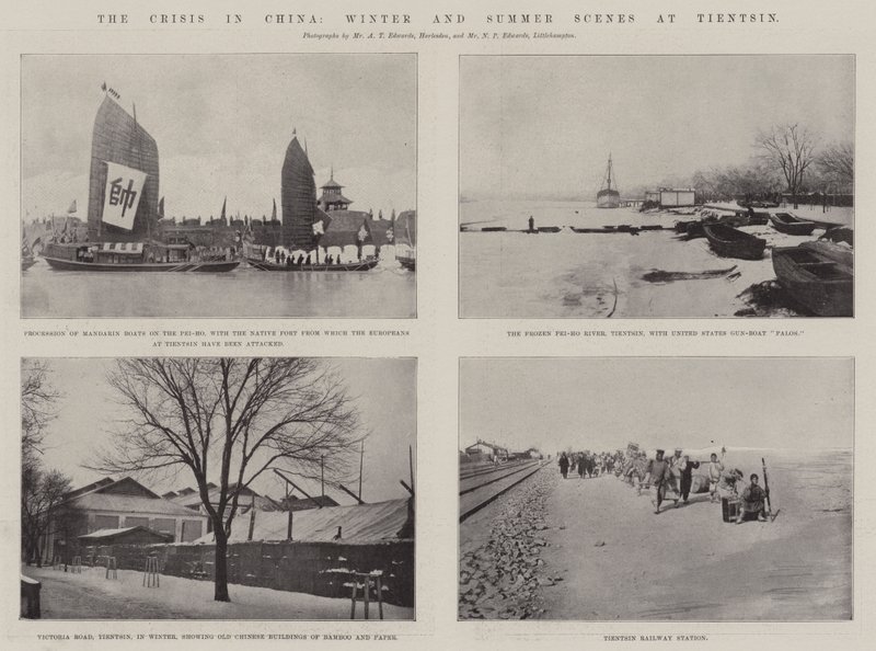 Krisen i Kina, vinter- og sommerscener på Tientsin av English Photographer