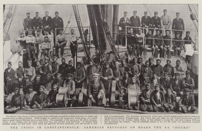 Krisen i Konstantinopel, armenske flyktninger om bord på SS Douro av English Photographer