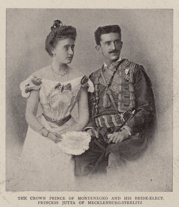 Kronprinsen av Montenegro og hans utvalgte brudeprinsesse Jutta av Mecklenburg-Strelitz av English Photographer