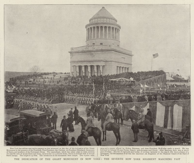 Innvielsen av Grant-monumentet i New York, det syvende New York-regimentet som marsjerer forbi av English Photographer